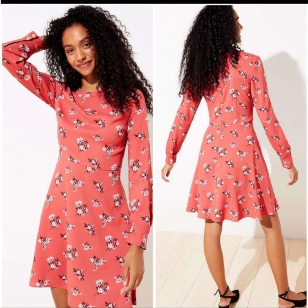 Loft Floral long sleeve dress, size 6